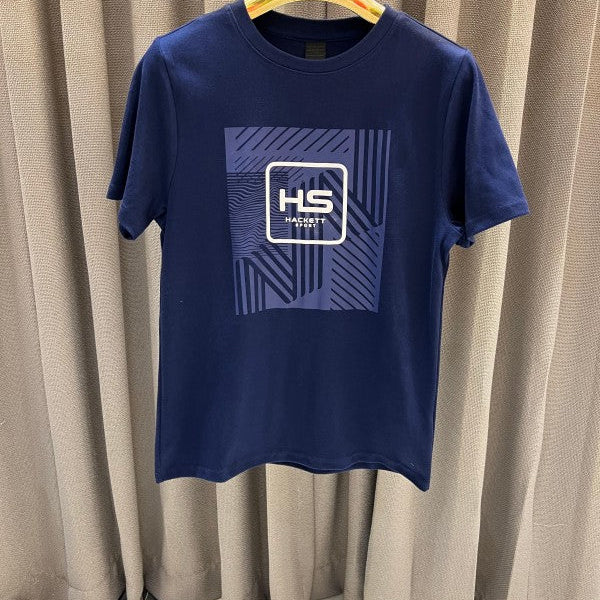 Hacket Middle Brand Print Round Neck T-shirt Blue