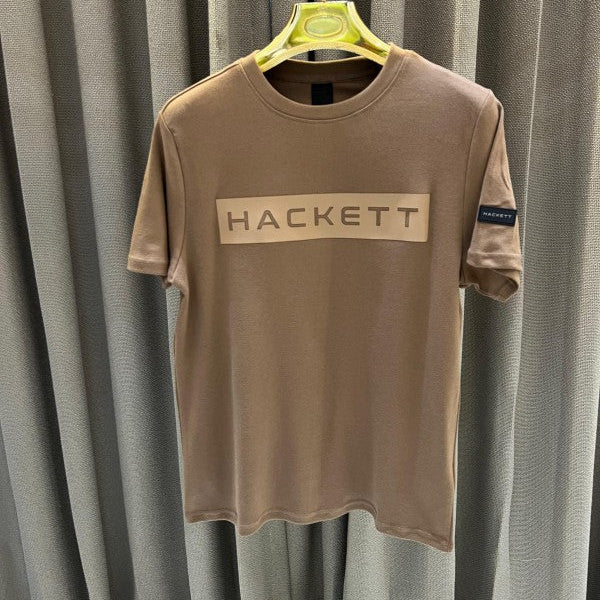 Hacket Middle Brand Print Round Neck T-shirt Brown