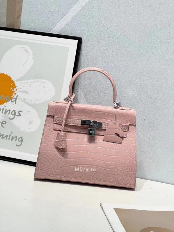 Hermes Blanc Crocodile Niloticus Pink Encrusted Birkin Bag With OG Box & Dust Bag (1080 Pink)