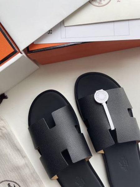 Hermes Izmir Slides All Black With Carry Bag Dust Bag OG Box