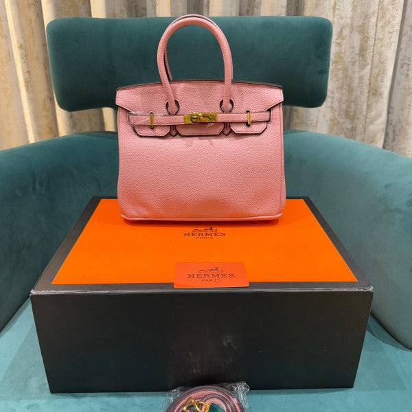 Hermes Powder Pink Togo Leather Rose Gold Hardware Birkin Bag With Dust Bag & OG Box (BK25 Powder Pink)