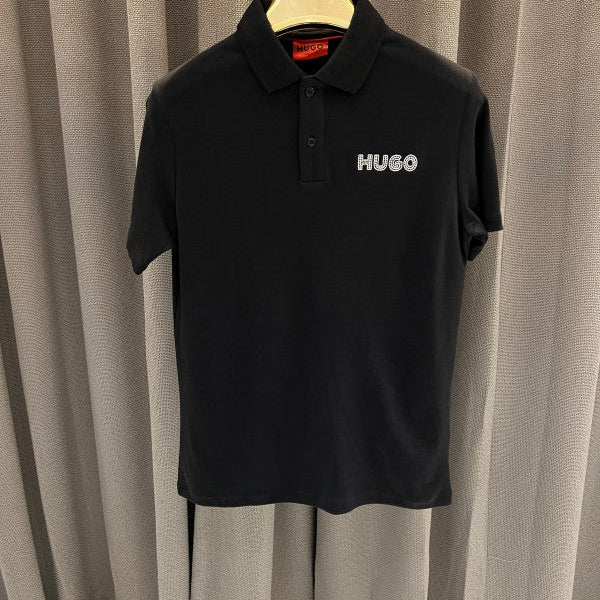 Hugo Boss Chest Logo Print Polo T-Shirt Black