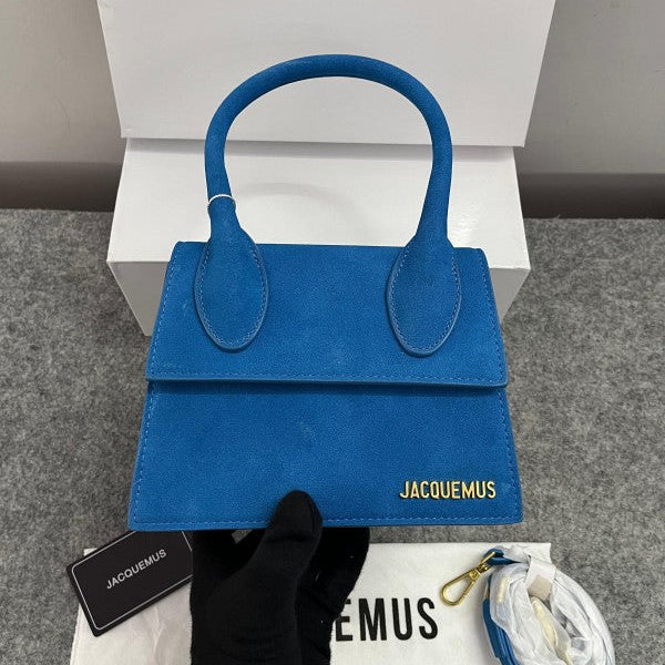 Jacquemus Chiquito Pink Suede Bag With Sling Strap (6829-1 Frosted Orchid Blue)