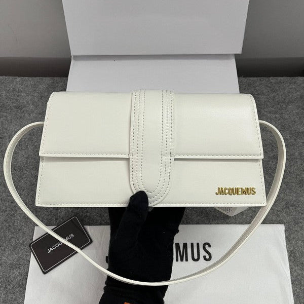 Jacquemus Leather Le Bambino Long Bag With Sling Strap (6828-1 White)