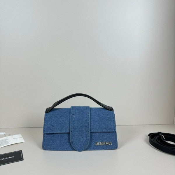 Jacquemus Suede Le Bambino Bag With Sling Strap (109-1 Denim Black)