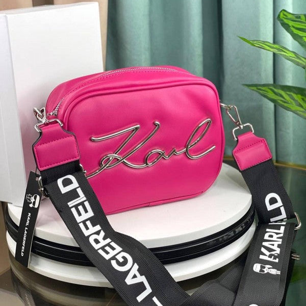 Karl Lagerfeld K-Ikonik Camera Crossbody Bag With OG Box & Dust Bag (Magenta)