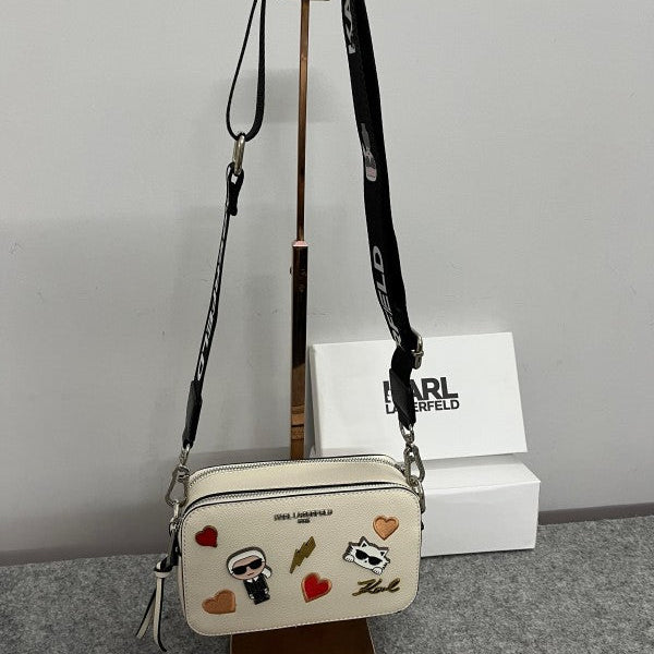 Karl Lagerfeld K-Ikonik Camera Crossbody Bag With OG Box & Dust Bag (White) KB003