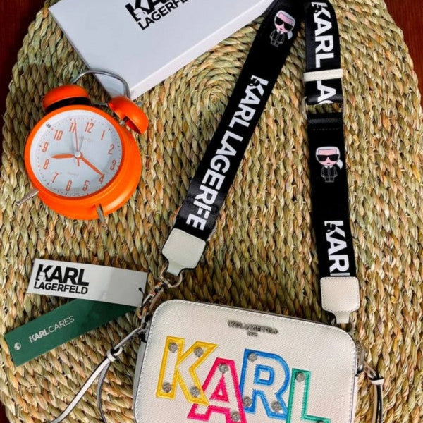 Karl Lagerfeld K-Ikonik Camera Crossbody Bag With OG Box & Dust Bag (White) KB010-1