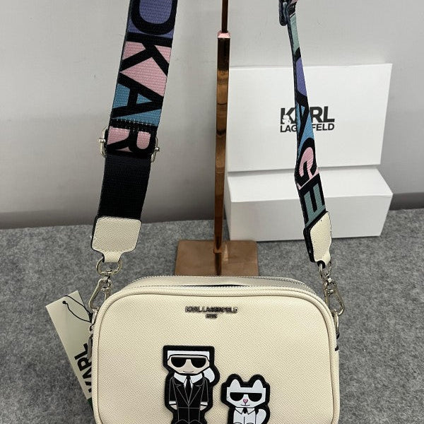 Karl Lagerfeld K-Ikonik Camera Crossbody Bag With OG Box & Dust Bag (White) KB016