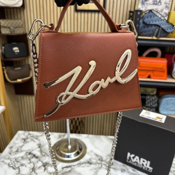 Karl Lagerfeld Ksignature Small Crossbody Bag With Dust Bag & OG Box (KA228 Brown)