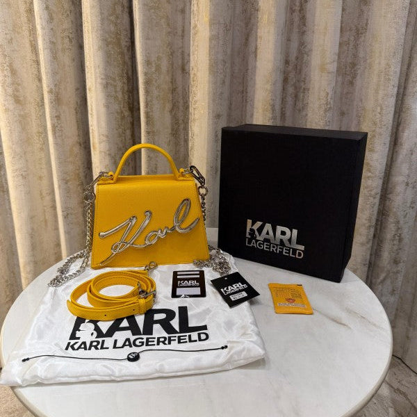 Karl Lagerfeld Ksignature Small Crossbody Bag With Dust Bag & OG Box (KA228 Yellow)