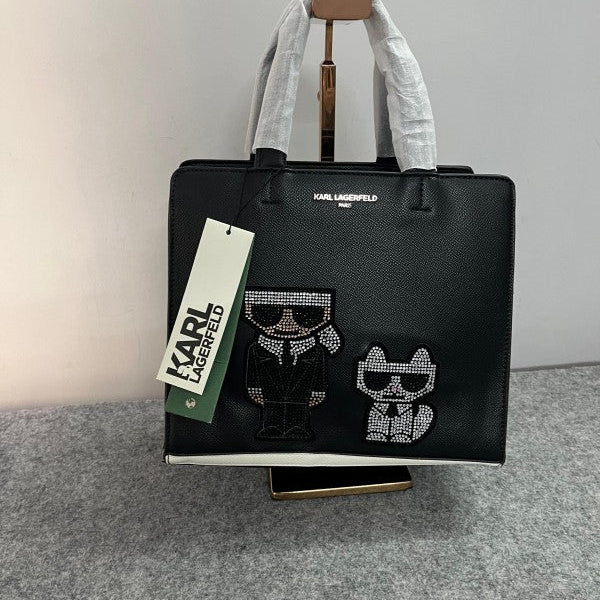 Karl Lagerfeld Maybelle Black Crossbody Bag Satchel With Dust Bag - (KB019-3 Black)