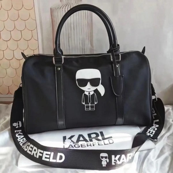 Karl Lagerfeld Premium Duffle Messenger Bag With Dust Bag (Black)