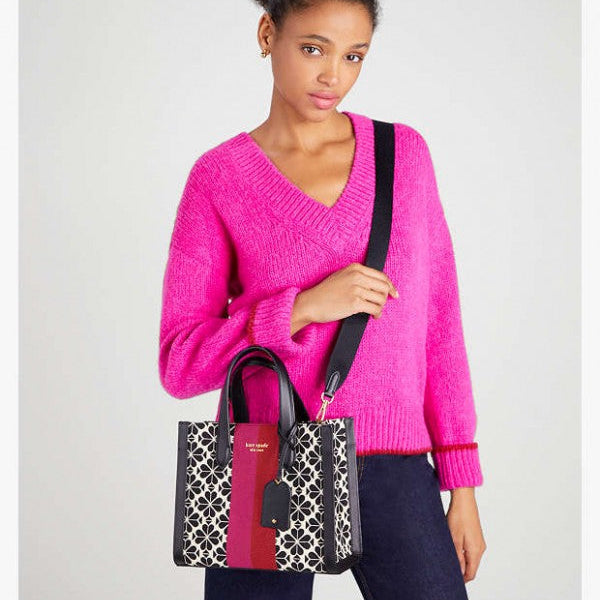 Kate Spade New York Flower Manhattan Tote Bag With Dust Bag (Pink - 853)