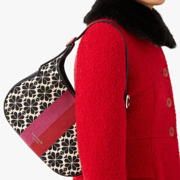 Kate Spade New York Flower Stripe Shoulder Bag in Jacquard With OG Box & Dust Bag (Multi 9008)