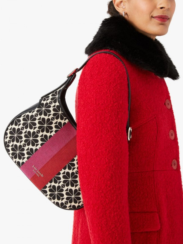 Kate Spade New York Flower Stripe Shoulder Bag in Jacquard With OG Box & Dust Bag (Multi 9008)
