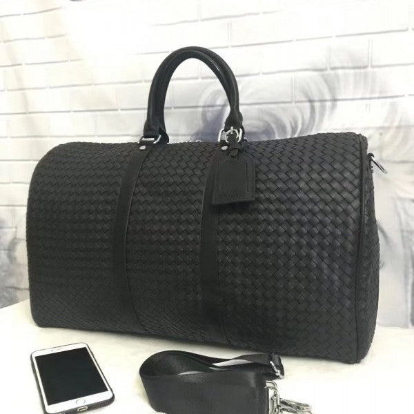 LV Keepall Bandouliere 50 Black Leather Travel Duffle Bag With Dust Bag (L810 Black)