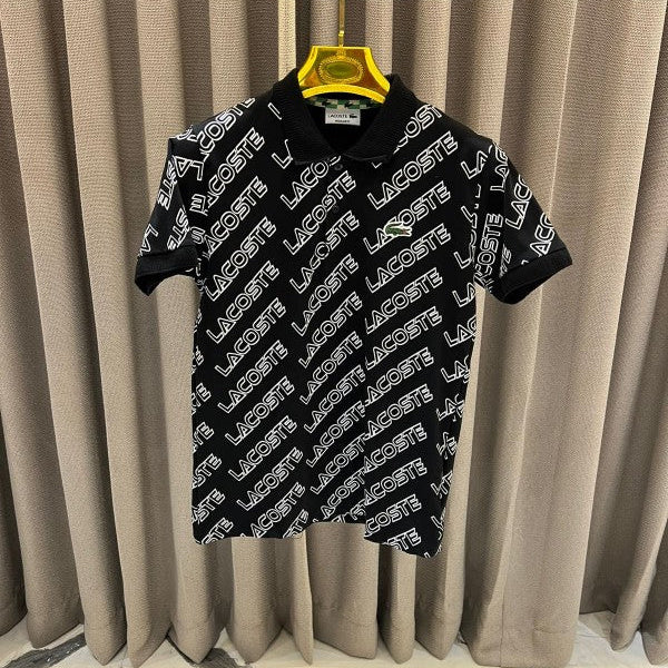 Lacoste Chest Logo Full Monogram Polo T-shirt Black