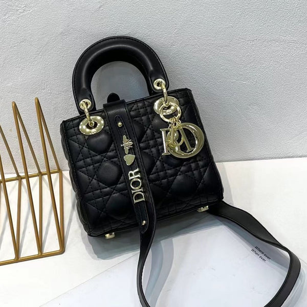 Lady Dior Signature Small Bag with OG Box 18cm (2303 Black) Bags (Handbag)