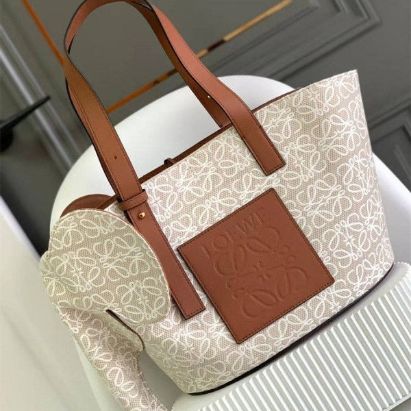 Loewe Elephant Anagram Premium Edition Basket Tote Bag With Dust Bag (White - 701)