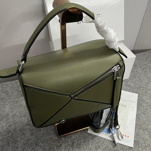 Loewe Puzzle Small Shoulder Bag With OG Box & Dust Bag (8627 D Army Green)