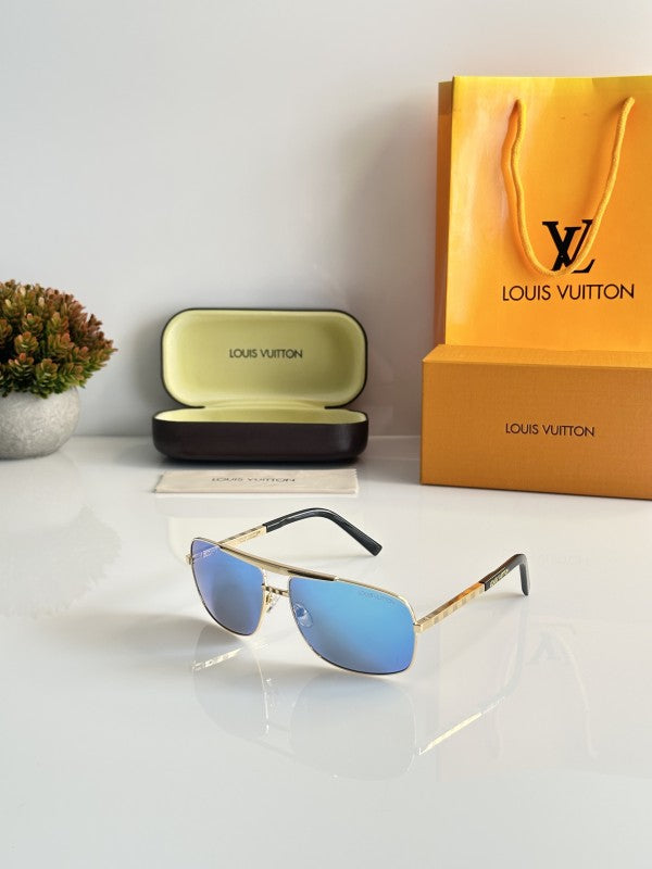 Louis Vuitton 0256 Gold Aqua Sunglasses