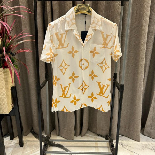 Louis Vuitton Big Monogram Half Sleeves Shirt White Gold (Shirt)