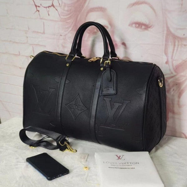 Louis Vuitton Black Giant Monogram Empreinte Keepall 45 Bandouliere L810 (Bag)