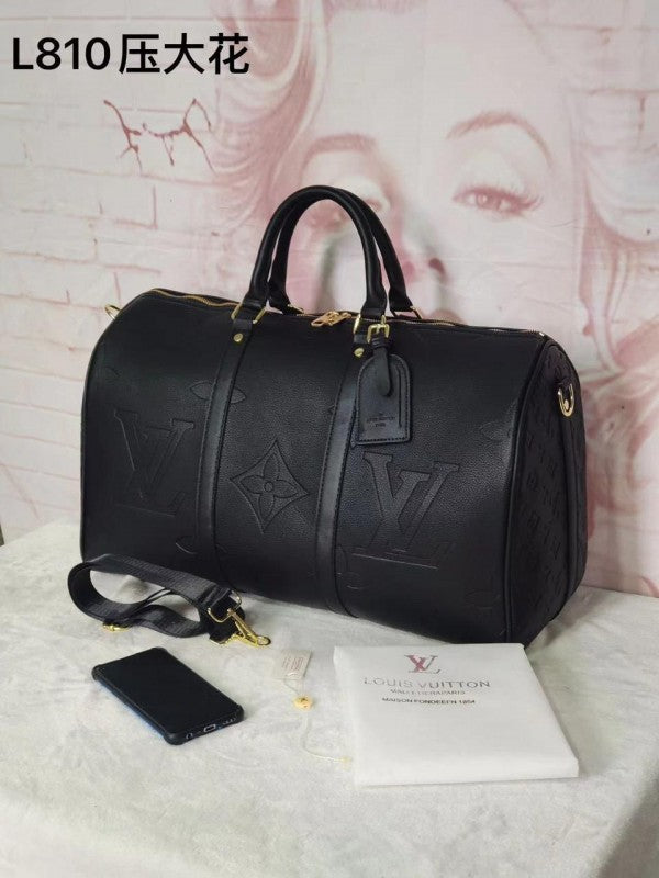 Louis Vuitton Black Giant Monogram Empreinte Keepall 45 Bandouliere L810 (Bag)