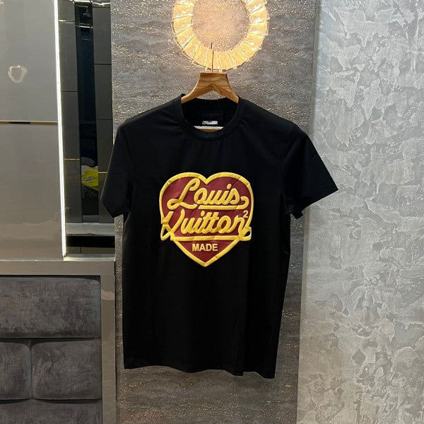Louis Vuitton Black Heart Print Imported Oversized T-Shirt (T-Shirt)