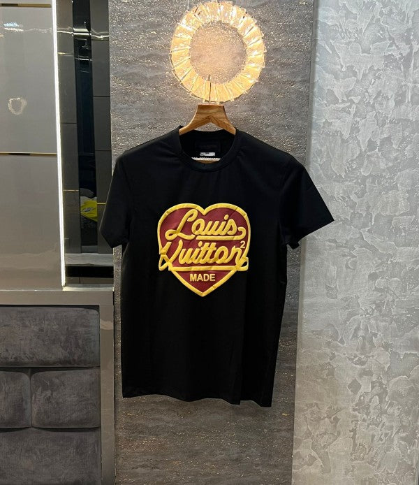 Louis Vuitton Black Heart Print Imported Oversized T-Shirt (T-Shirt)
