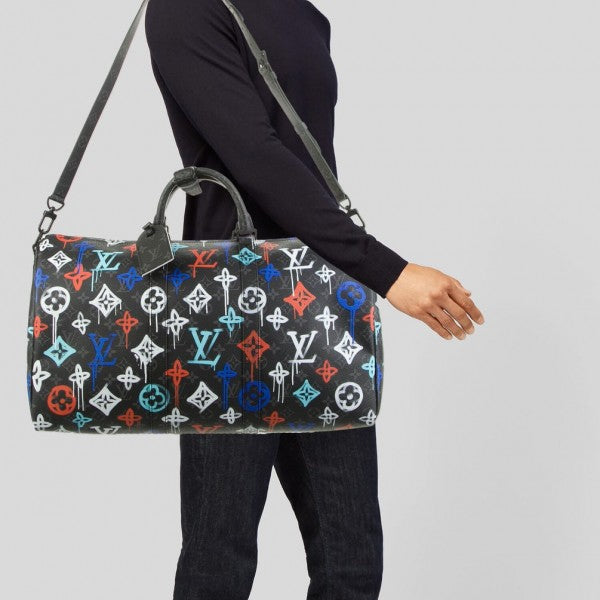 Louis Vuitton Keepall Bandoulire Duffle 50 LV Graffiti Multicolor With Dust Bag (202310)