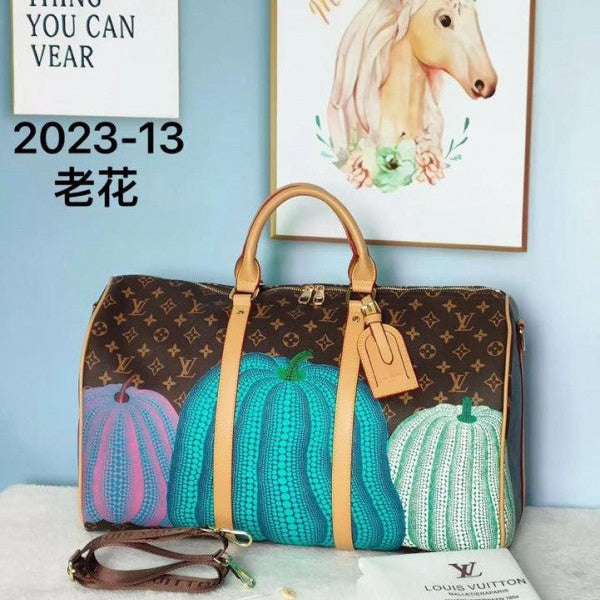 Louis Vuitton Keepall Duffle Bandouliere Bag Yayoi Kusama Pumpkins Monogram Canvas 45 (202313)