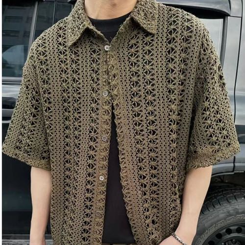 Louis Vuitton Knit Jacquard Premium Half Sleeves Shirt Classic
