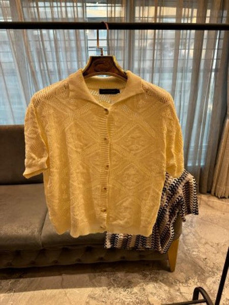Louis Vuitton Knit Jacquard Premium Half Sleeves Shirt Stylish 