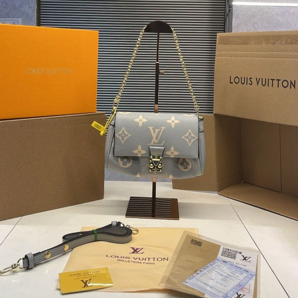 Louis Vuitton LV M45859 Favorite Empreinte Shoulder Bag With OG Double Box & Dust Bag (Blue - 520)