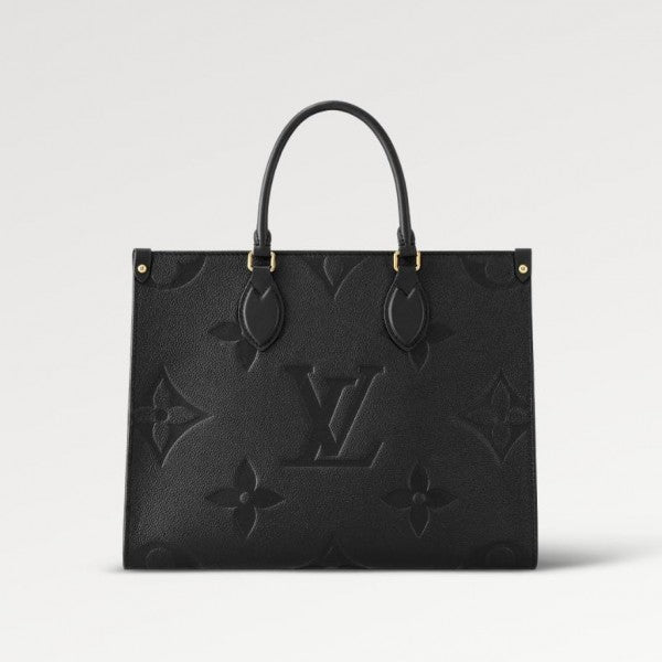 Louis Vuitton LV Monogram Empreinte Leather Tote OnTheGo MM With Dust Bag (M45321-Black)