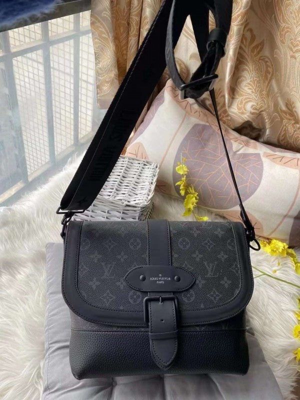 Louis Vuitton LV Saumur Messenger Monogram Eclipse With Dust Bag (Black Grey - 419) (Premium)