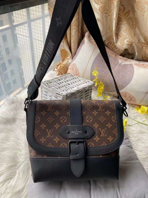 Louis Vuitton LV Saumur Messenger Monogram Eclipse With Dust Bag (Brown - 420) (Premium)
