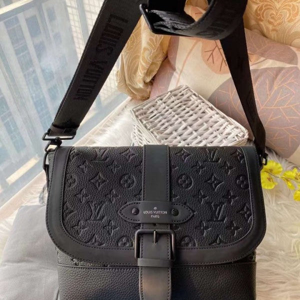 Louis Vuitton LV Saumur Messenger Monogram Eclipse With Dust Bag (Embossed Black - 421) (Classic)