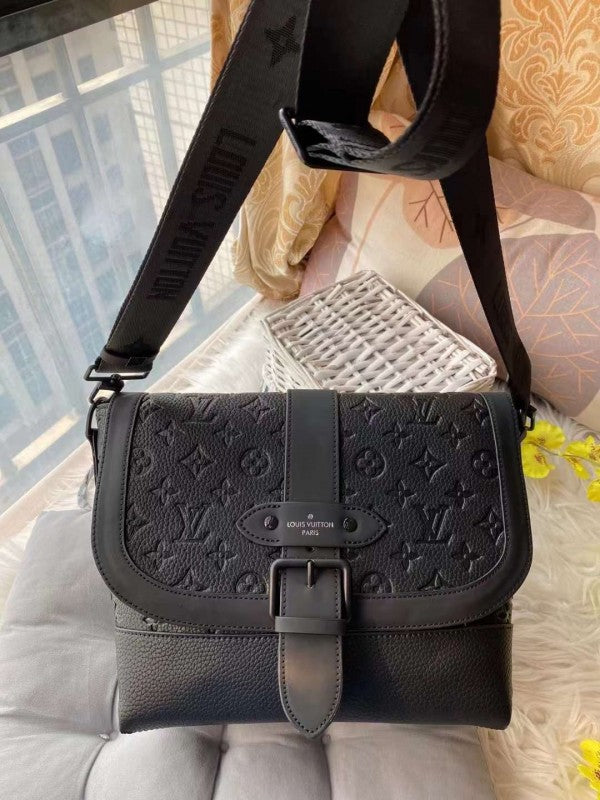 Louis Vuitton LV Saumur Messenger Monogram Eclipse With Dust Bag (Embossed Black - 421) (Premium)