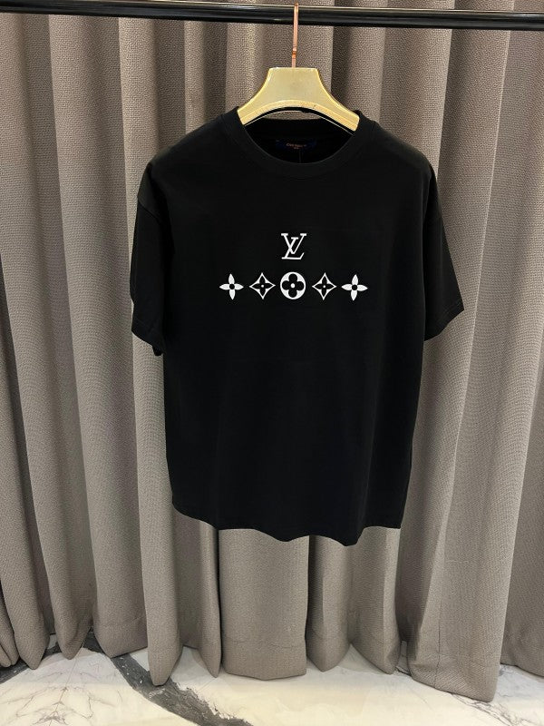 Louis Vuitton Middle Brand Logo Round Neck T-Shirt Black (Classic)