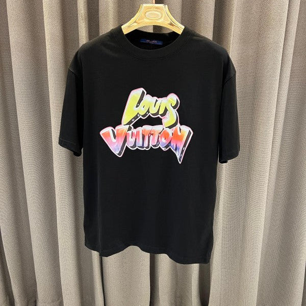 Louis Vuitton Middle Brand Logo Round Neck T-Shirt Black (Premium)