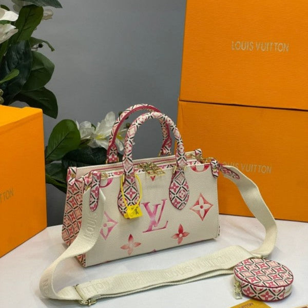 Louis Vuitton On The Go East West Pouch With OG Box & Dust Bag (Pink White 6905)