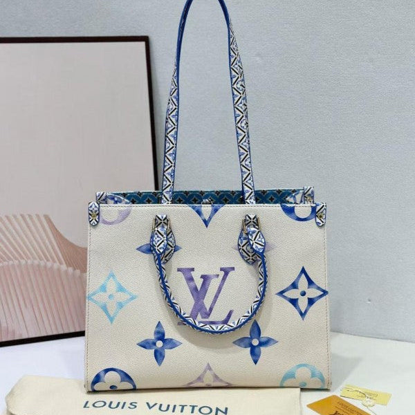 Louis Vuitton On The Go Medium Tote With Dust Bag (M22868 Blue)