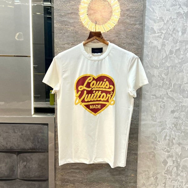 Louis Vuitton White Heart Print Imported Oversized T-Shirt