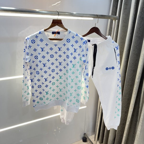 Louis Vuitton White Monogram Premium Tracksuit With Carry Bag