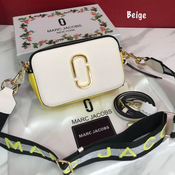 MARC JACOBS Snapshot Crossbody Bag With 2 Belts OG Box & Dust Bag (White Yellow - 152)
