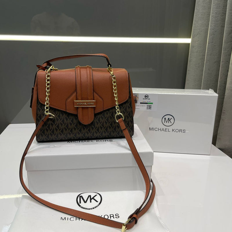 MICHAEL KORS CARMEN BROWN PREMIUM BAG WITH OG BOX