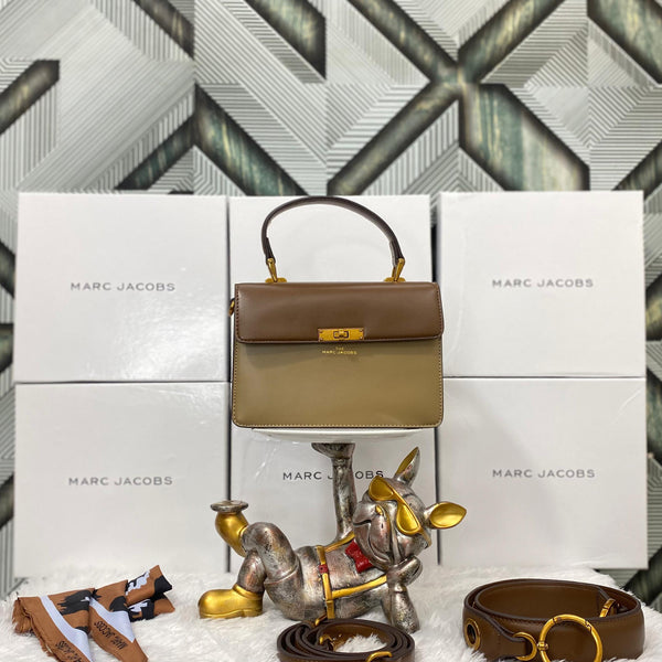 Marc Jacobs The Down Town Beige Brown Bag With Box & Accessories